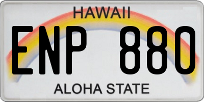 HI license plate ENP880