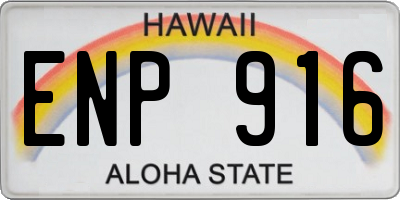 HI license plate ENP916