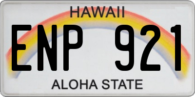 HI license plate ENP921