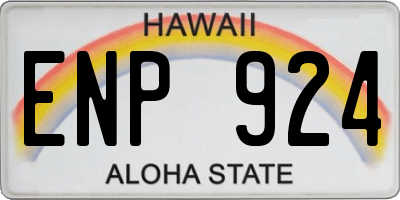 HI license plate ENP924