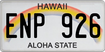 HI license plate ENP926