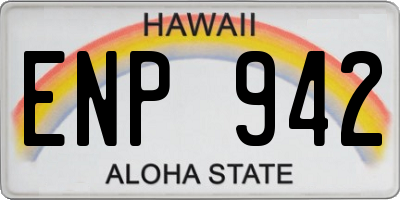 HI license plate ENP942