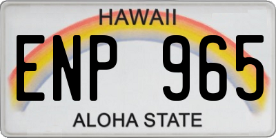 HI license plate ENP965