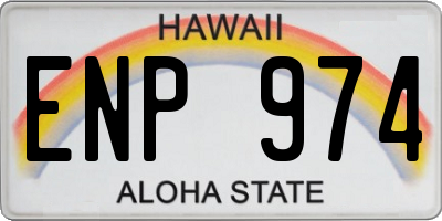HI license plate ENP974