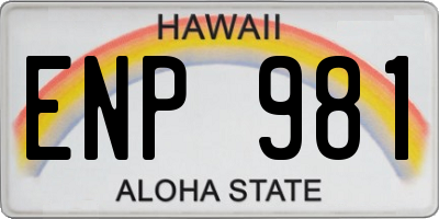 HI license plate ENP981