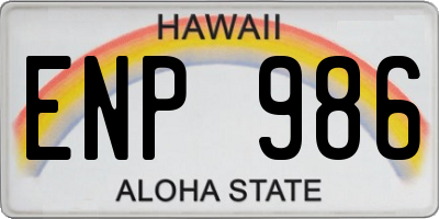 HI license plate ENP986