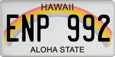HI license plate ENP992