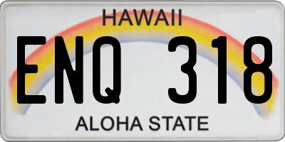 HI license plate ENQ318