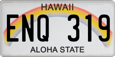 HI license plate ENQ319