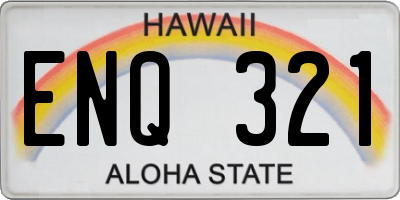 HI license plate ENQ321