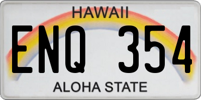 HI license plate ENQ354