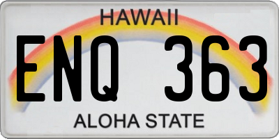 HI license plate ENQ363