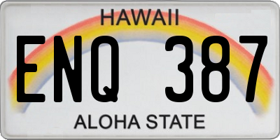 HI license plate ENQ387
