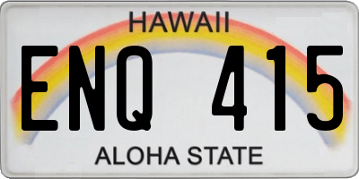 HI license plate ENQ415