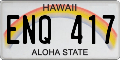 HI license plate ENQ417