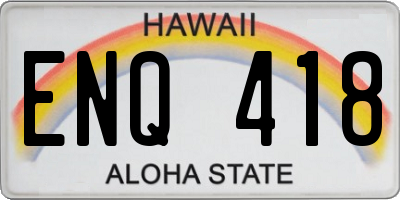 HI license plate ENQ418