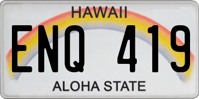 HI license plate ENQ419