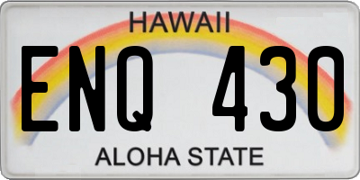 HI license plate ENQ430
