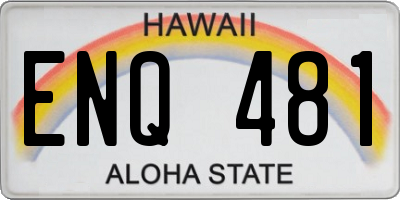 HI license plate ENQ481