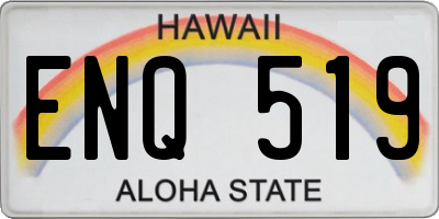 HI license plate ENQ519