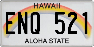 HI license plate ENQ521