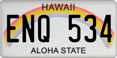 HI license plate ENQ534