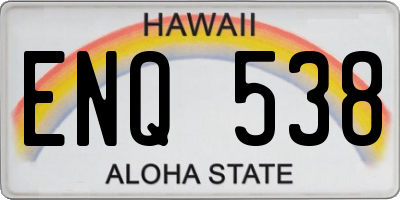 HI license plate ENQ538