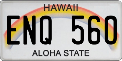 HI license plate ENQ560