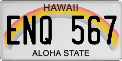 HI license plate ENQ567