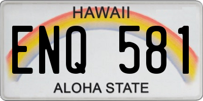 HI license plate ENQ581