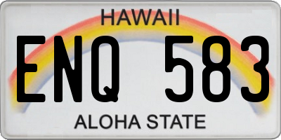 HI license plate ENQ583