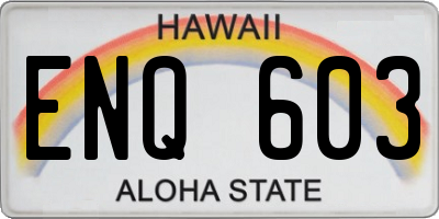 HI license plate ENQ603