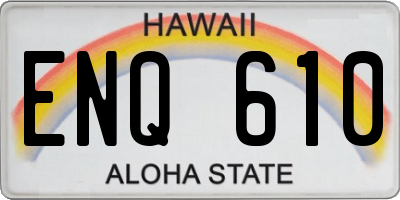 HI license plate ENQ610