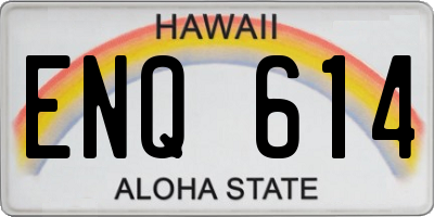 HI license plate ENQ614