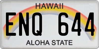 HI license plate ENQ644