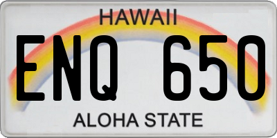 HI license plate ENQ650