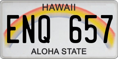 HI license plate ENQ657