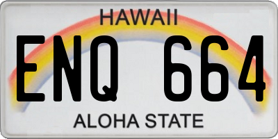 HI license plate ENQ664