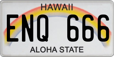 HI license plate ENQ666