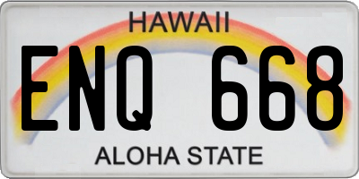 HI license plate ENQ668