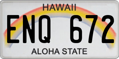 HI license plate ENQ672