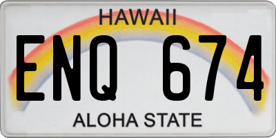 HI license plate ENQ674