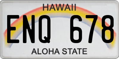HI license plate ENQ678
