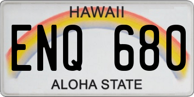 HI license plate ENQ680