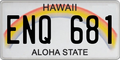 HI license plate ENQ681