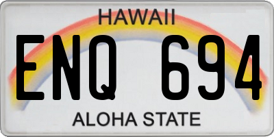 HI license plate ENQ694