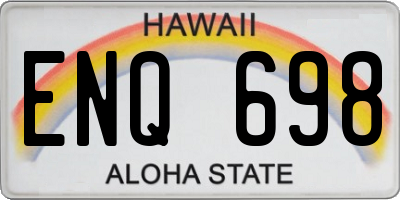 HI license plate ENQ698