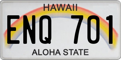 HI license plate ENQ701