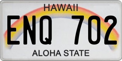 HI license plate ENQ702