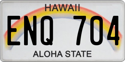 HI license plate ENQ704